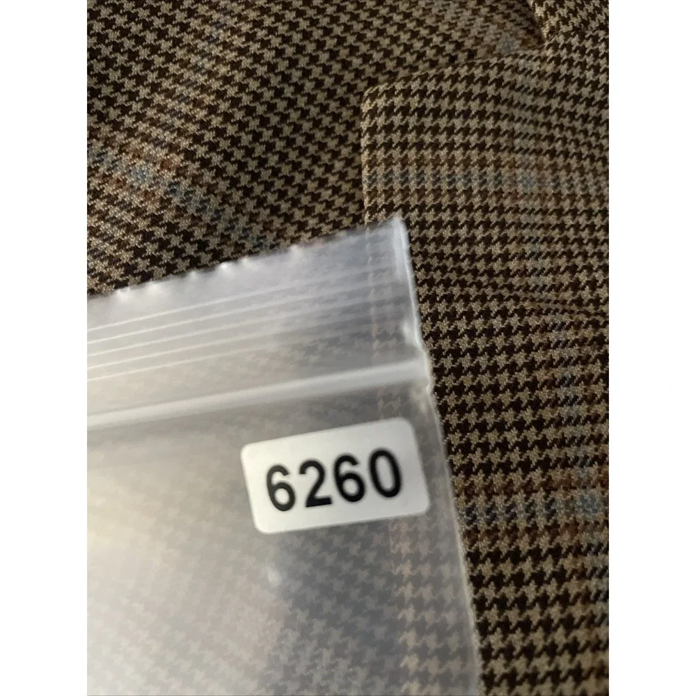 Hickey Freeman Brown Blue Windowpane Checked Wool Blazer Size 42L